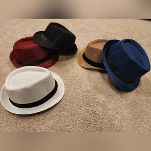 Fedora short brimmed hats, 5 pack men and women